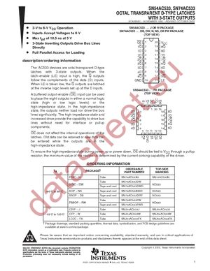 SN74AC533DWG4 datasheet  